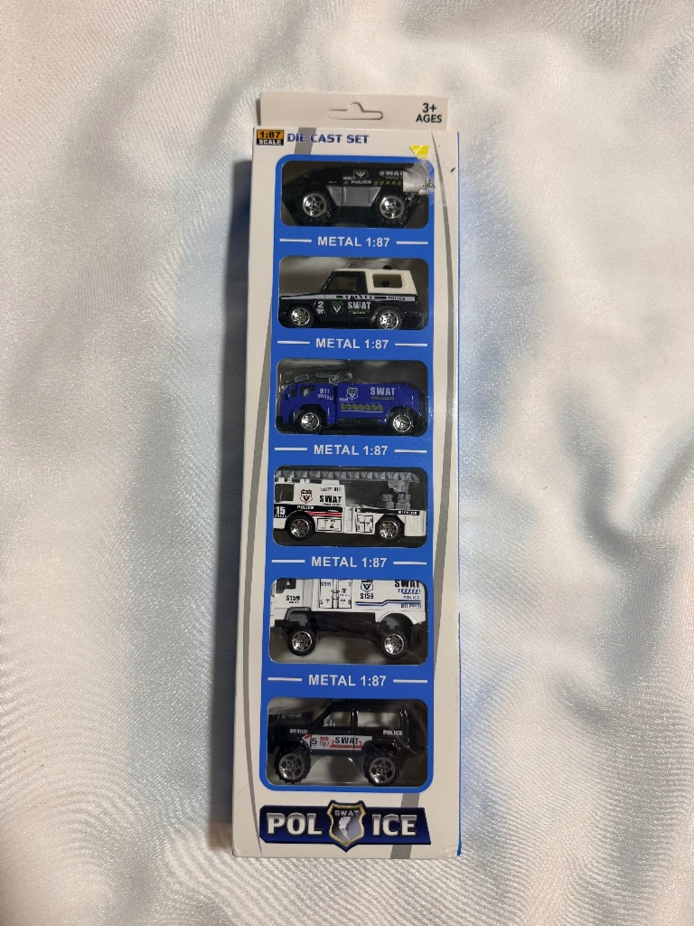 SWAT Police Die Cast Metal Vehicle Set 1:87 Scale 6 Cars New in Box